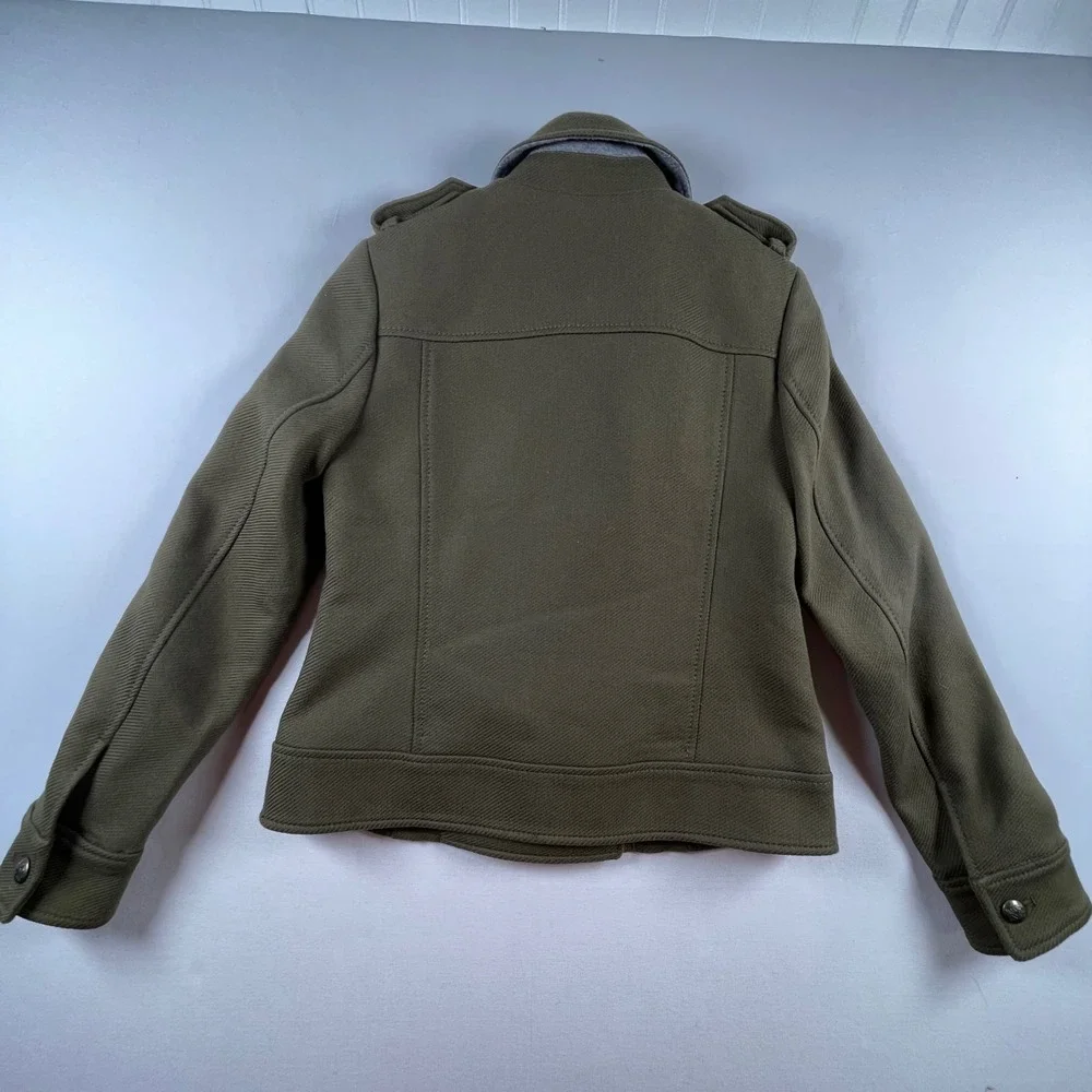 Banana Republic Military Double‎ Breasted Peacoat Olive Green Twill Jacket XS